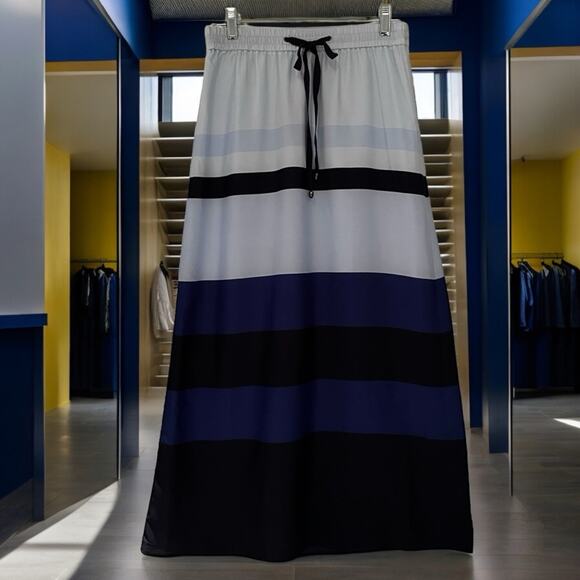 NEW FORENZA Colorblock Striped Drawstring Waist Maxi Skirt Blue NWT - Picture 15 of 15